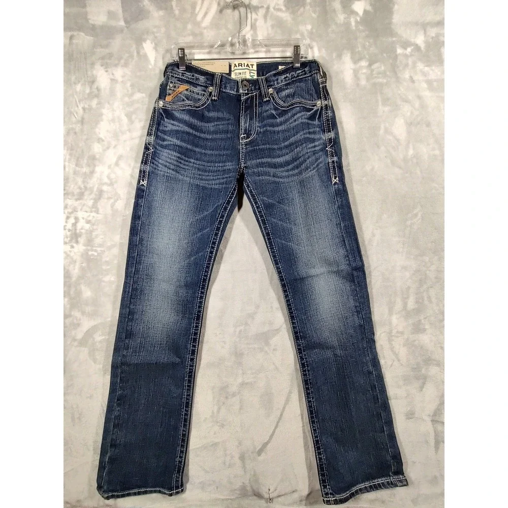 Ariat M7 Slim Fit Straight Leg Mens Jeans 31x34 Medium Wash Stretch Denim Blue